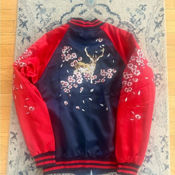 Elegant and Delicate Sika Dear embroidered bomber jacket Medium Japanese Cherry - Picture 7 of 7